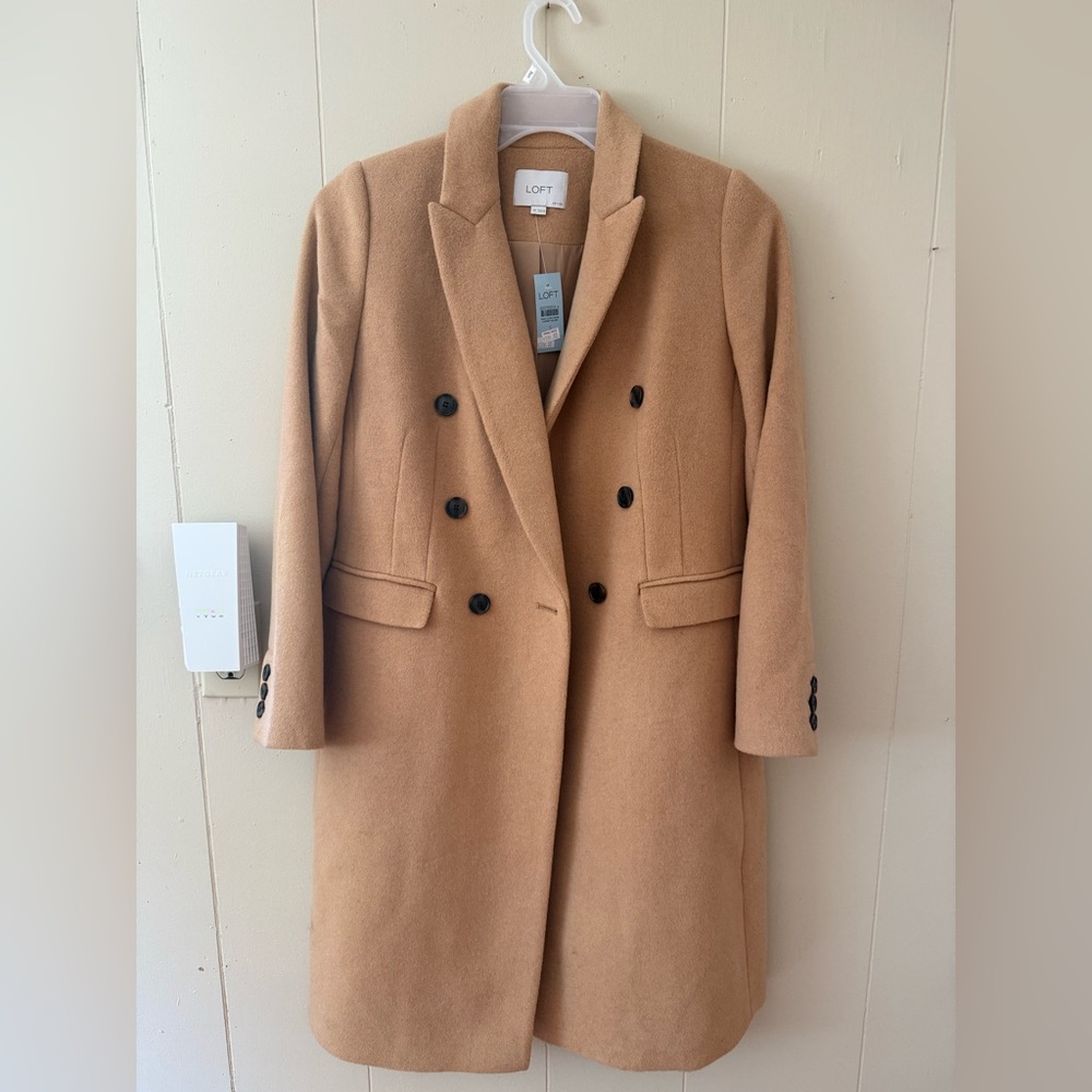 LOFT Women's Camel Double-Breasted Trench Coat
